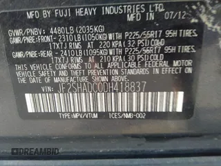2013 Subaru Forester X Premium with VIN JF2SHADC0DH418837, listed as a IAAI auction lot 42459025 with 167,429 mi miles and . Bid and sale history available at DreamBid. Image 9.