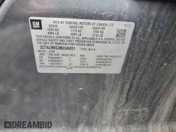 2011 GMC Terrain SLE-1 z VIN 2CTALMEC0B6346831, wystawiony jako Copart lot #55109445 z przebiegiem 177 934 mil mil oraz Szkoda całkowita • Salvage title. Historia ofert i sprzedaży dostępna na DreamBid. Obrazek 14.
