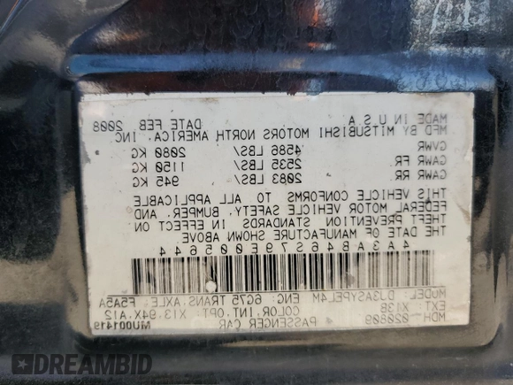 2009 Mitsubishi Galant Sport V6 with VIN 4A3AB46S79E005644, listed as a Copart auction lot 74275214 with 311,327 mi miles and Salvage Title. Bid and sale history available at DreamBid. Image 13.