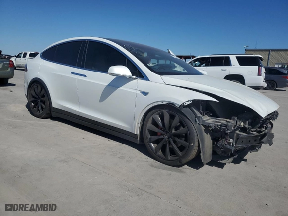 2016 Tesla Model X P90D with VIN 5YJXCBE40GF005708, listed as a Copart auction lot 76144604 with NaN miles and Salvage Title. Bid and sale history available at carsss.com. Image 4.