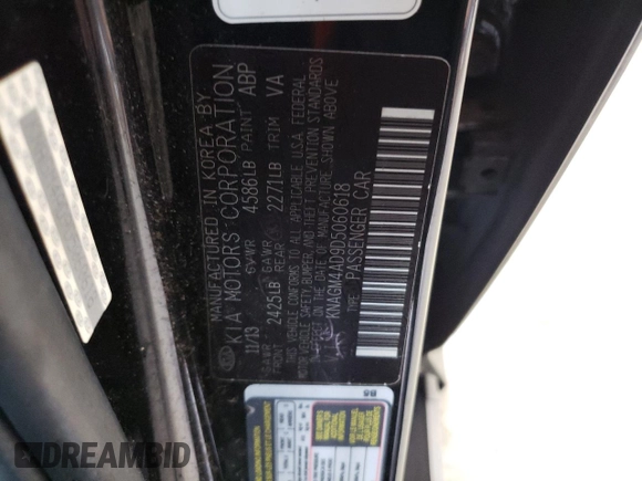 2013 Kia Optima Hybrid LX with VIN KNAGM4AD9D5060618, listed as a Copart auction lot 72752864 with 127,521 mi miles and Salvage Title. Bid and sale history available at carsss.com. Image 12.