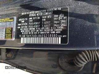 2014 Hyundai Santa Fe with VIN 5XYZUDLB6EG218980, listed as a IAAI auction lot 42391630 with 136,710 mi miles and . Bid and sale history available at DreamBid. Image 9.