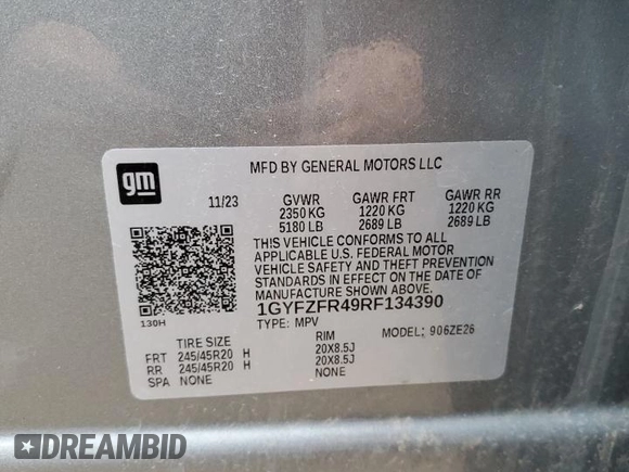 2024 Cadillac XT4 AWD Sport with VIN 1GYFZFR49RF134390, listed as a Copart auction lot 73012834 with 6,092 mi miles and Salvage title. Bid and sale history available at DreamBid. Image 13.