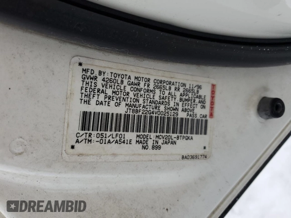 1997 Lexus ES 300 Luxury Sport Sdn with VIN JT8BF22G4V0025129, listed as a Copart auction lot 85422304 with 271,765 mi miles and Salvage Title. Bid and sale history available at carsss.com. Image 12.