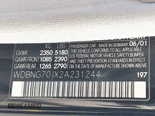 2002 Mercedes-Benz S-Class 4.3L with VIN WDBNG70JX2A231244, listed as a IAAI auction lot 41533814 with 103,215 mi miles. Bid and sale history available at carsss.com. Image 9.