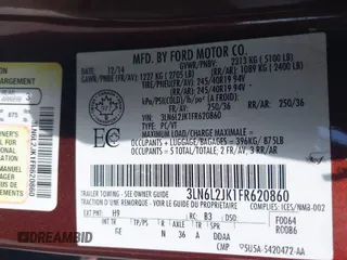 2015 Lincoln MKZ with VIN 3LN6L2JK1FR620860, listed as a IAAI auction lot 42017527 with 115,507 mi miles and . Bid and sale history available at DreamBid. Image 9.