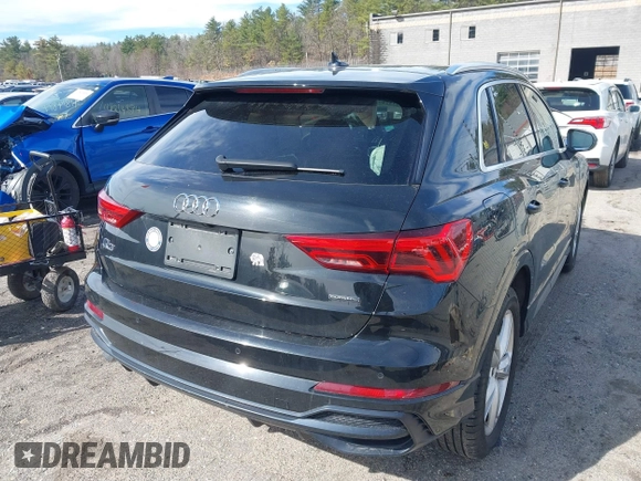 2020 Audi Q3 S line Premium with VIN WA1DECF31L1030946, listed as a IAAI auction lot 41774297 with 58,548 mi miles and . Bid and sale history available at DreamBid. Image 4.