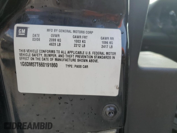2006 Cadillac CTS with VIN 1G6DM57T660191860, listed as a Copart auction lot 58330564 with 289,241 mi miles and Salvage Title. Bid and sale history available at carsss.com. Image 13.