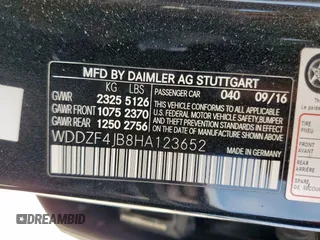 2017 Mercedes-Benz E 300 Luxury with VIN WDDZF4JB8HA123652, listed as a Copart auction lot 57050205 with 105,048 mi miles and Salvage title. Bid and sale history available at DreamBid. Image 12.