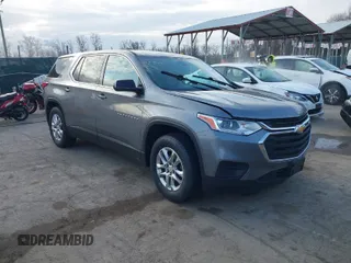 2020 Chevrolet Traverse LS with VIN 1GNERFKW0LJ213536, listed as a IAAI auction lot 41708938 with 108,597 mi miles. Bid and sale history available at carsss.com. Image 1.