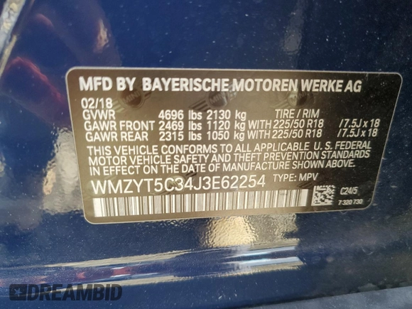 2018 MINI Countryman Cooper S with VIN WMZYT5C34J3E62254, listed as a Copart auction lot 45371305 with 25,475 mi miles and Salvage title. Bid and sale history available at DreamBid. Image 12.