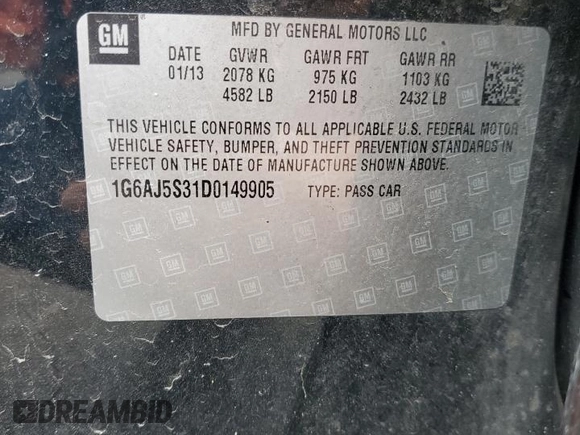 2013 Cadillac ATS Performance z VIN 1G6AJ5S31D0149905, wystawiony jako Copart lot #57776605 z przebiegiem 137 212 mil mil oraz Tytuł czysty. Historia ofert i sprzedaży dostępna na DreamBid. Obrazek 13.