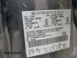 2003 Ford F-150 XLT with VIN 1FTRW07L33KB17103, listed as a Copart auction lot 49471045 with 194,367 mi miles and Salvage Title. Bid and sale history available at carsss.com. Image 14.