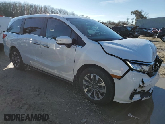 2024 Honda Odyssey EX-L with VIN 5FNRL6H69RB070816, listed as a Copart auction lot 45278975 with 4,491 mi miles and Salvage Title. Bid and sale history available at DreamBid. Image 4.