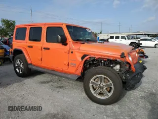 2018 Jeep Wrangler Unlimited Sahara with VIN 1C4HJXEN2JW326894, listed as a Copart auction lot 59691955 with 53,141 mi miles and Salvage title. Bid and sale history available at DreamBid. Image 4.