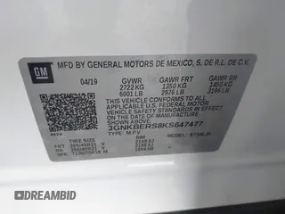 2019 Chevrolet Blazer RS z VIN 3GNKBERS8KS647477, wystawiony jako IAAI lot #42035058 z przebiegiem 81 205 mil mil oraz . Historia ofert i sprzedaży dostępna na DreamBid. Obrazek 9.