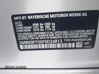 2023 BMW 3 Series 330i with VIN 3MW69FF00P8D34813, listed as a IAAI auction lot 41586136 with 20,048 mi miles. Bid and sale history available at carsss.com. Image 9.