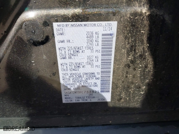 2015 Nissan Rogue S with VIN 5N1AT2MT9FC788825, listed as a IAAI auction lot 41900531 with 101,090 mi miles. Bid and sale history available at carsss.com. Image 9.