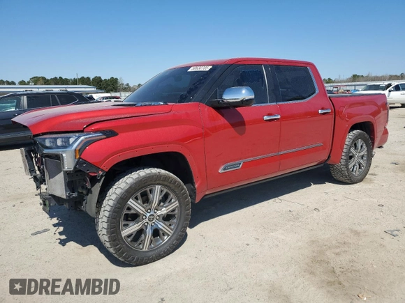 2022 Toyota Tundra Capstone Hybrid with VIN 5TFVC5DB1NX010962, listed as a Copart auction lot 50630705 with 37,566 mi miles and Salvage title. Bid and sale history available at DreamBid. Image 1.