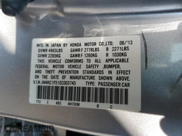 2014 Acura RLX Technology с VIN JH4KC1F51EC003745, выставлен на аукционе Copart как лот 59766005 с пробегом 176 831 миль миль и Списание • Salvage title. История ставок и продаж доступна на DreamBid. Изображение 12.