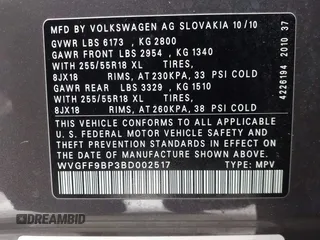 2011 Volkswagen Touareg Sport with VIN WVGFF9BP3BD002517, listed as a IAAI auction lot 42174143 with 156,337 mi miles and . Bid and sale history available at DreamBid. Image 9.