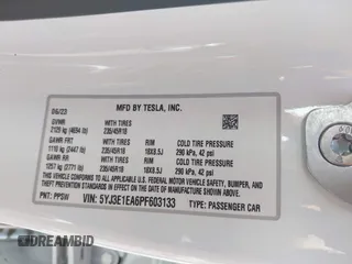 2023 Tesla Model 3 с VIN 5YJ3E1EA6PF603133, выставлен на аукционе IAAI как лот 42571373 с пробегом 15 486 миль миль и . История ставок и продаж доступна на DreamBid. Изображение 9.