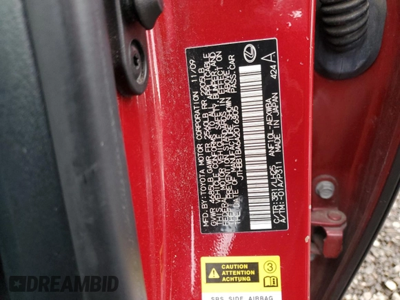 2010 Lexus HS 250h with VIN JTHBB1BA6A2016805, listed as a Copart auction lot 45760365 with 164,226 mi miles and Salvage Title. Bid and sale history available at DreamBid. Image 12.