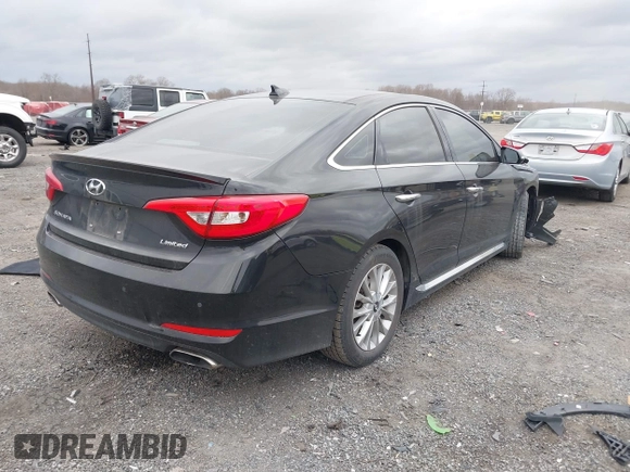 2015 Hyundai Sonata Limited with VIN 5NPE34AF3FH106073, listed as a IAAI auction lot 41705413 with 107,405 mi miles and . Bid and sale history available at carsss.com. Image 4.