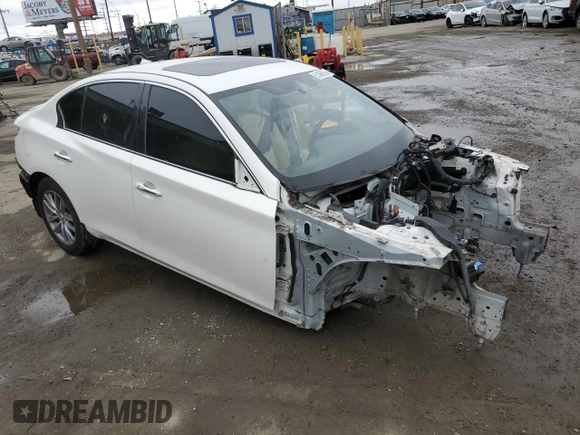 2014 Infiniti Q50 Premium with VIN JN1BV7AR9EM689488, listed as a Copart auction lot 51466605 with Not Provided miles and Salvage Title. Bid and sale history available at DreamBid. Image 4.