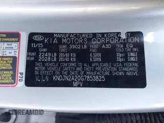 2016 Kia Soul with VIN KNDJN2A20G7853825, listed as a IAAI auction lot 41604997 with 133,624 mi miles. Bid and sale history available at carsss.com. Image 9.