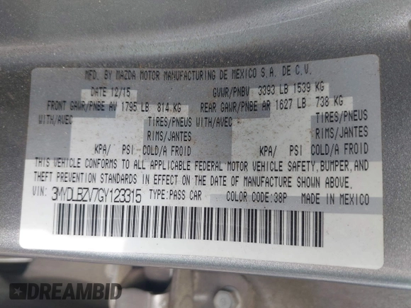 2016 Scion iA with VIN 3MYDLBZV7GY123315, listed as a IAAI auction lot 42168770 with 136,035 mi miles. Bid and sale history available at carsss.com. Image 9.