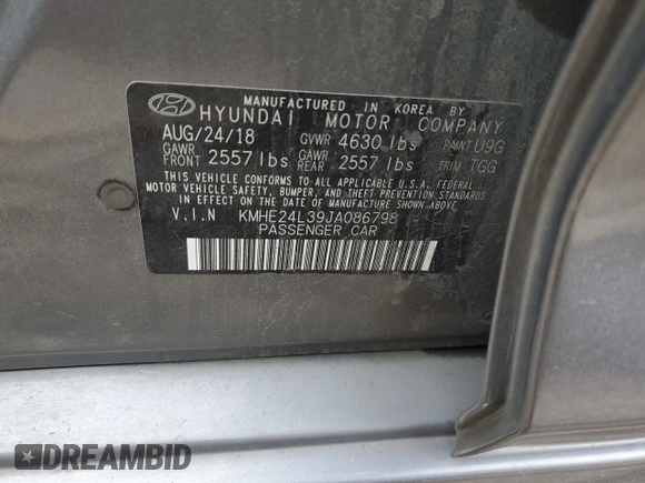 2018 Hyundai Sonata Hybrid SE with VIN KMHE24L39JA086798, listed as a Copart auction lot 42419605 with 93,847 mi miles and Clean Title. Bid and sale history available at carsss.com. Image 13.