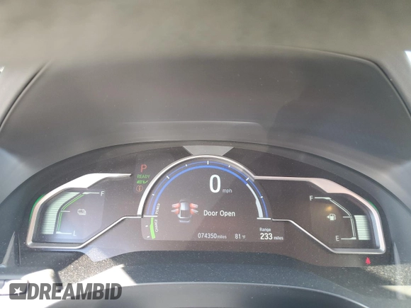 2018 Honda Clarity Plug-In Hybrid with VIN JHMZC5F17JC018537, listed as a Copart auction lot 77413144 with 74,350 mi miles and Salvage Title. Bid and sale history available at carsss.com. Image 9.