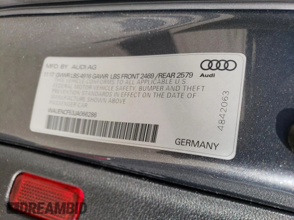 2018 Audi A5 Sportback Premium Plus with VIN WAUENCF53JA066286, listed as a Copart auction lot 39546854 with 52,596 mi miles. Bid and sale history available at carsss.com. Image 13.