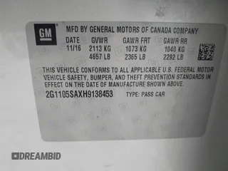 2017 Chevrolet Impala LT with VIN 2G1105SAXH9138453, listed as a IAAI auction lot 42271025 with Not provided miles and . Bid and sale history available at DreamBid. Image 9.