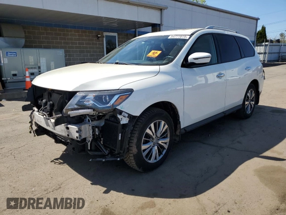2020 Nissan Pathfinder S with VIN 5N1DR2AM9LC635284, listed as a Copart auction lot 54777075 with 74,406 mi miles and Salvage title. Bid and sale history available at DreamBid. Image 1.