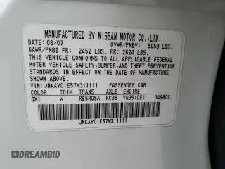 2007 Infiniti M Sport with VIN JNKAY01E57M311111, listed as a Copart auction lot 55325645 with 219,220 mi miles and Salvage title. Bid and sale history available at DreamBid. Image 12.