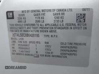 2011 GMC Terrain SLE-2 z VIN 2CTALSEC8B6428195, wystawiony jako IAAI lot #41957022 z przebiegiem 118 735 mil mil oraz . Historia ofert i sprzedaży dostępna na DreamBid. Obrazek 9.
