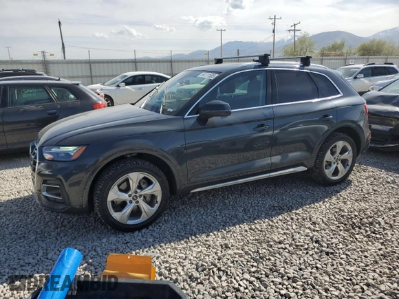 2021 Audi Q5 Premium Plus with VIN WA1BAAFY7M2118933, listed as a Copart auction lot 57853415 with 58,112 mi miles and Salvage title. Bid and sale history available at DreamBid. Image 1.