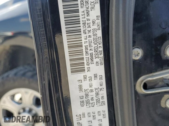 2013 Ram 2500 Big Horn with VIN 3C6UR5DLXDG518733, listed as a Copart auction lot 51163955 with 177,402 mi miles and Salvage title. Bid and sale history available at DreamBid. Image 12.