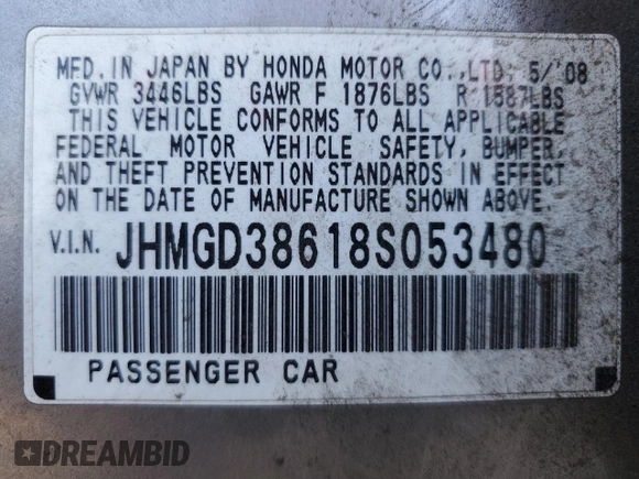 2008 Honda Fit Sport with VIN JHMGD38618S053480, listed as a Copart auction lot 89168925 with 141,850 mi miles and Salvage Title. Bid and sale history available at carsss.com. Image 12.