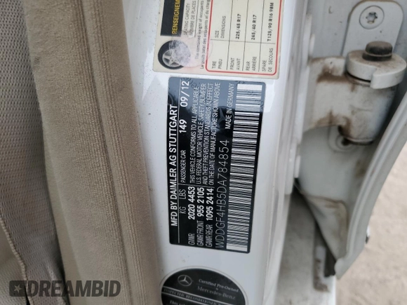 2013 Mercedes-Benz C 250 Sport with VIN WDDGF4HB5DA784854, listed as a Copart auction lot 43953325 with 83,617 mi miles and Salvage Title. Bid and sale history available at carsss.com. Image 14.