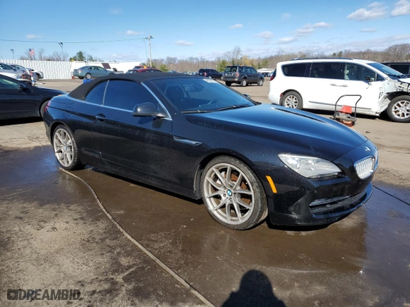 2012 BMW 6 Series 650i with VIN WBALZ3C57CDL73218, listed as a Copart auction lot 49639975 with 54,408 mi miles and Salvage Title. Bid and sale history available at carsss.com. Image 4.