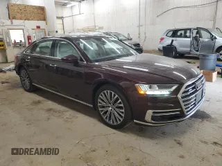2019 Audi A8 with VIN WAU8DAF85KN019978, listed as a Copart auction lot 52646385 with 46,416 mi miles and Salvage title. Bid and sale history available at DreamBid. Image 4.