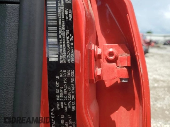 2021 Jeep Renegade Sport с VIN ZACNJCAB8MPM27959, выставлен на аукционе Copart как лот 59020715 с пробегом Не указан миль и Списание • Salvage title. История ставок и продаж доступна на DreamBid. Изображение 13.