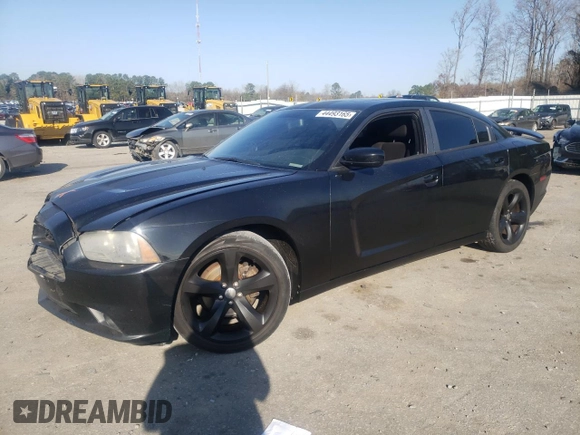 2012 Dodge Charger SXT with VIN 2C3CDXHG3CH245083, listed as a Copart auction lot 44493165 with 186,567 mi miles and Salvage Title. Bid and sale history available at carsss.com. Image 1.