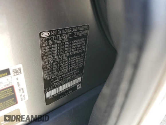 2019 Land Rover Discovery HSE Luxury with VIN SALRT2RV1KA094968, listed as a Copart auction lot 52856144 with 74,860 mi miles and . Bid and sale history available at DreamBid. Image 13.