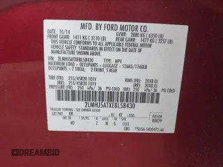 2014 Lincoln MKT EcoBoost with VIN 2LMHJ5ATXEBL58430, listed as a IAAI auction lot 41657571 with 58,502 mi miles and . Bid and sale history available at DreamBid. Image 9.