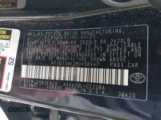 2021 Toyota Camry SE Nightshade with VIN 4T1G11AK2MU456447, listed as a IAAI auction lot 41973852 with 47,185 mi miles. Bid and sale history available at carsss.com. Image 9.
