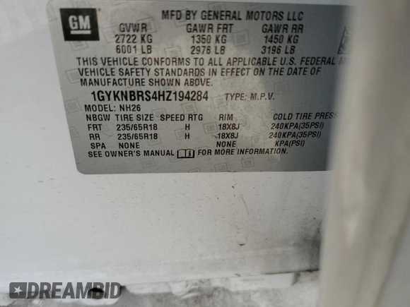 2017 Cadillac XT5 Luxury FWD with VIN 1GYKNBRS4HZ194284, listed as a Copart auction lot 46523695 with 78,861 mi miles and Salvage Title. Bid and sale history available at carsss.com. Image 14.